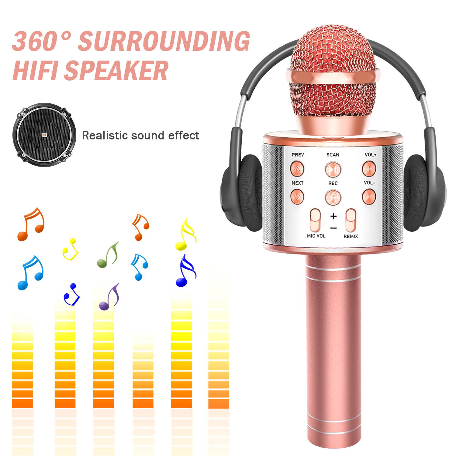 VIBOLA Karaoke Microphone for Kids, 3 in 1 Wireless Portable Handheld Microphone Karaoke Machine for Christmas Home Birthday Party, Voice Disguiser Karaoke Microphone