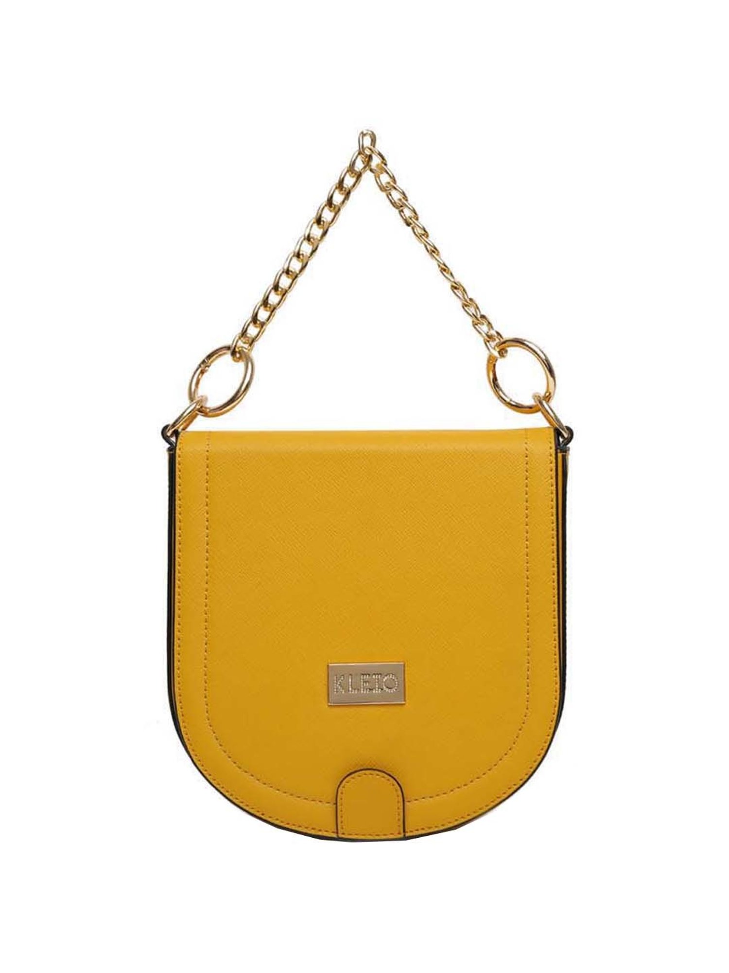 KLEIO Mustard Solid Small Sling Handbag