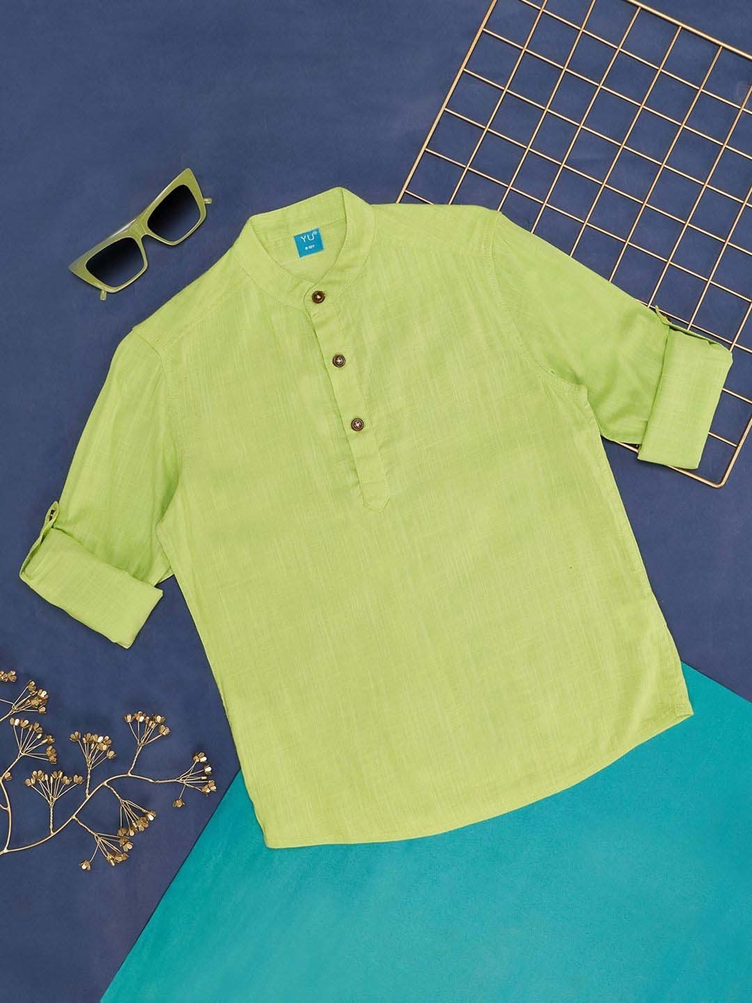 YU by Pantaloons Kids Green Cotton Regular Fit Full Sleeves Shirt