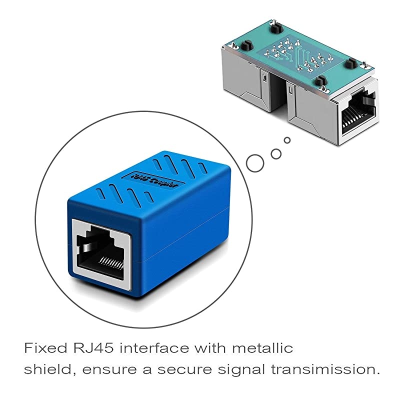 Coupler Ethernet Extension Network Connectors for Cat7Cat6Cat5eCat5 Ethernet Cable Network Cable Coupler Female to Female Blue5 Pack