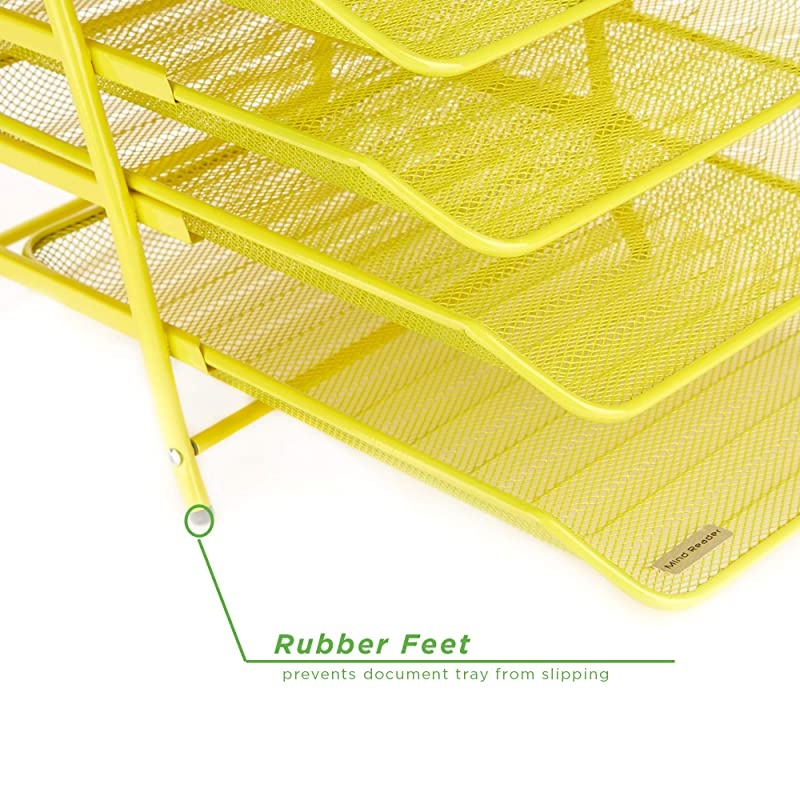 5TPAPERYLW 5 Tier Letter Tray Pull Out Drawer Organizer Folders Files Documents Mail Yellow