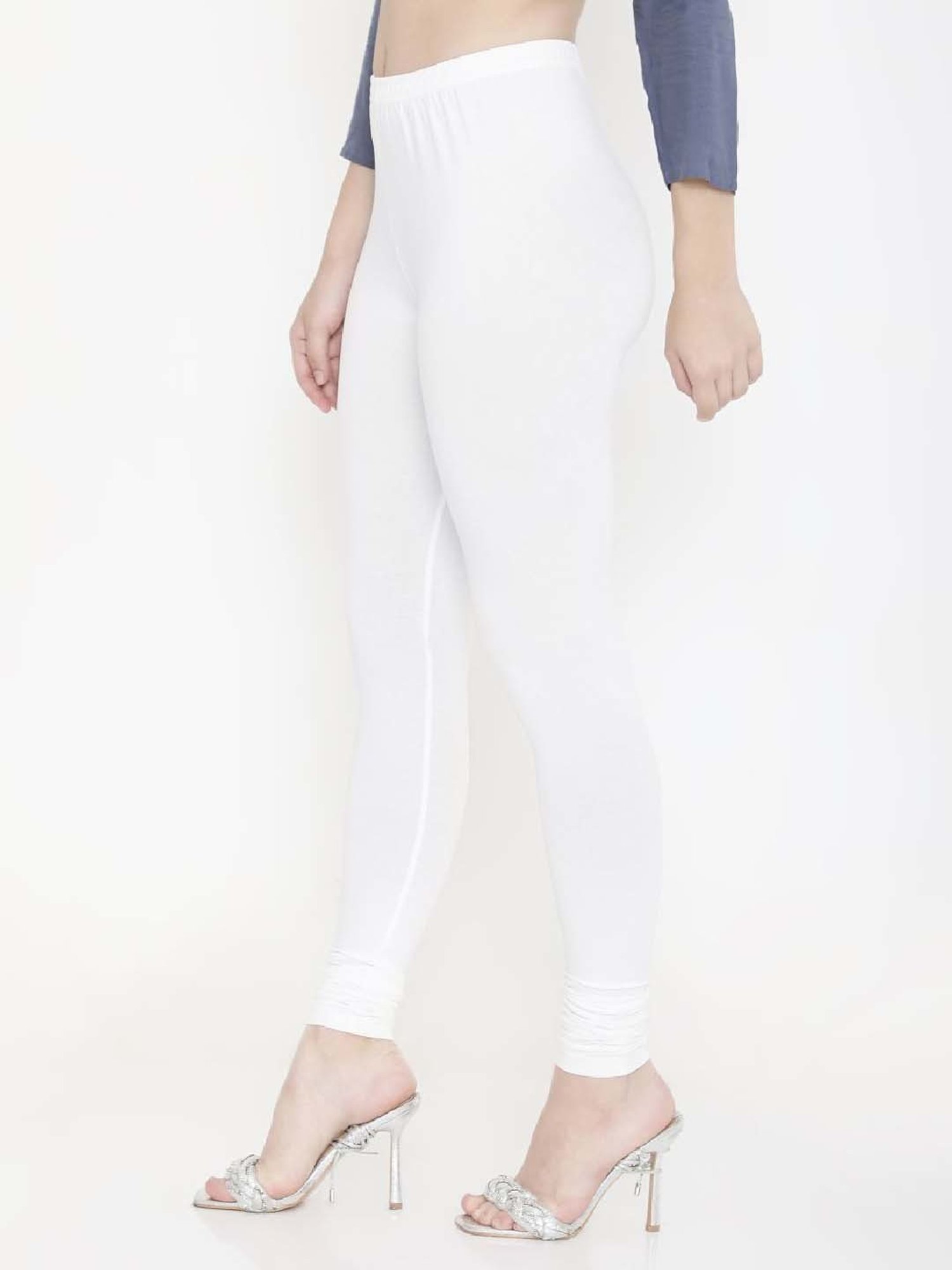 FEELINGS White Plain Churidar Leggings