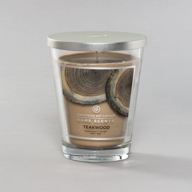 11.5oz Lidded Glass Jar Candle Teakwood - Home Scents By Chesapeake Bay Candle