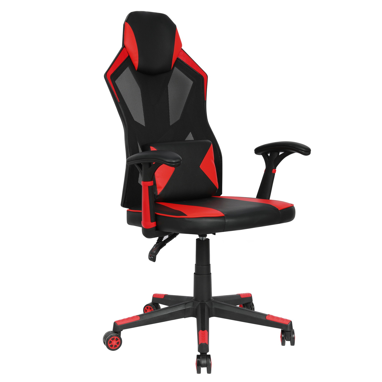 YOUTHUP Office Chair Functional Ergonomic Leather Gaming Chair Swivel Rolling Computer Desk Chair with Lumbar Support,Black and Grey