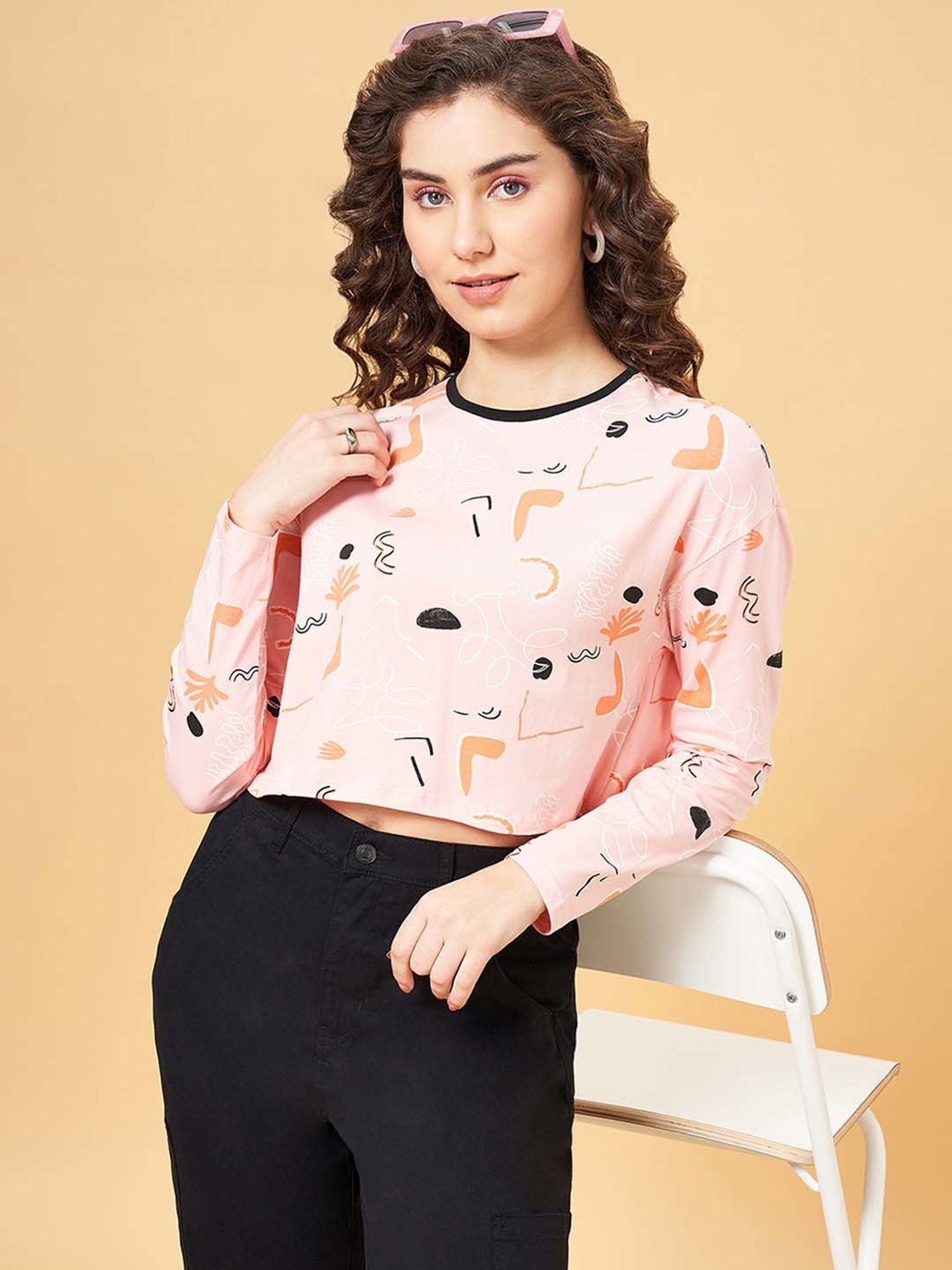 People by Pantaloons Pink Printed Top