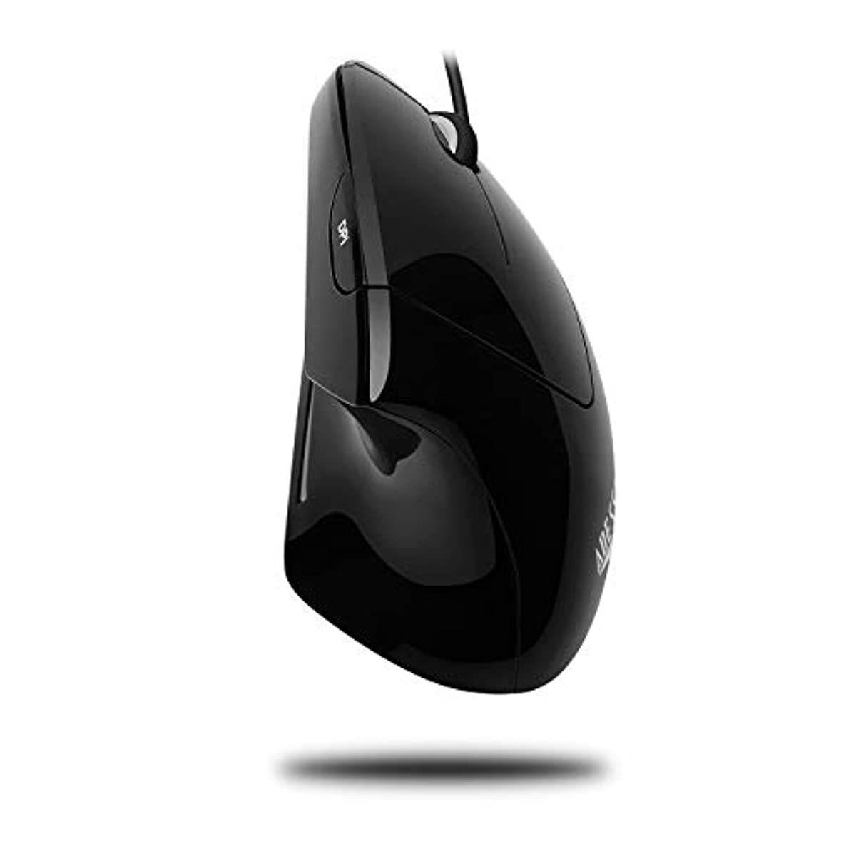 Adesso iMouse E1 - Vertical Ergonomic Illuminated Mouse - Optical - Cable - Glossy Black - USB - 1600 dpi - Scroll Wheel - 6 Button(s) - Right-Handed Only - IMOUSE E1