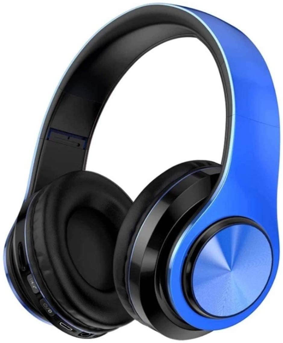 Amazing 7 LED Bluetooth Headphones with 8Hours Playtime Wireless Headsets Over Ear Hi-Fi Stereo Multi-Colored Breathing Led Built-in Mic Snug Fit Earphones for Game Video DJ (Grey Blue)