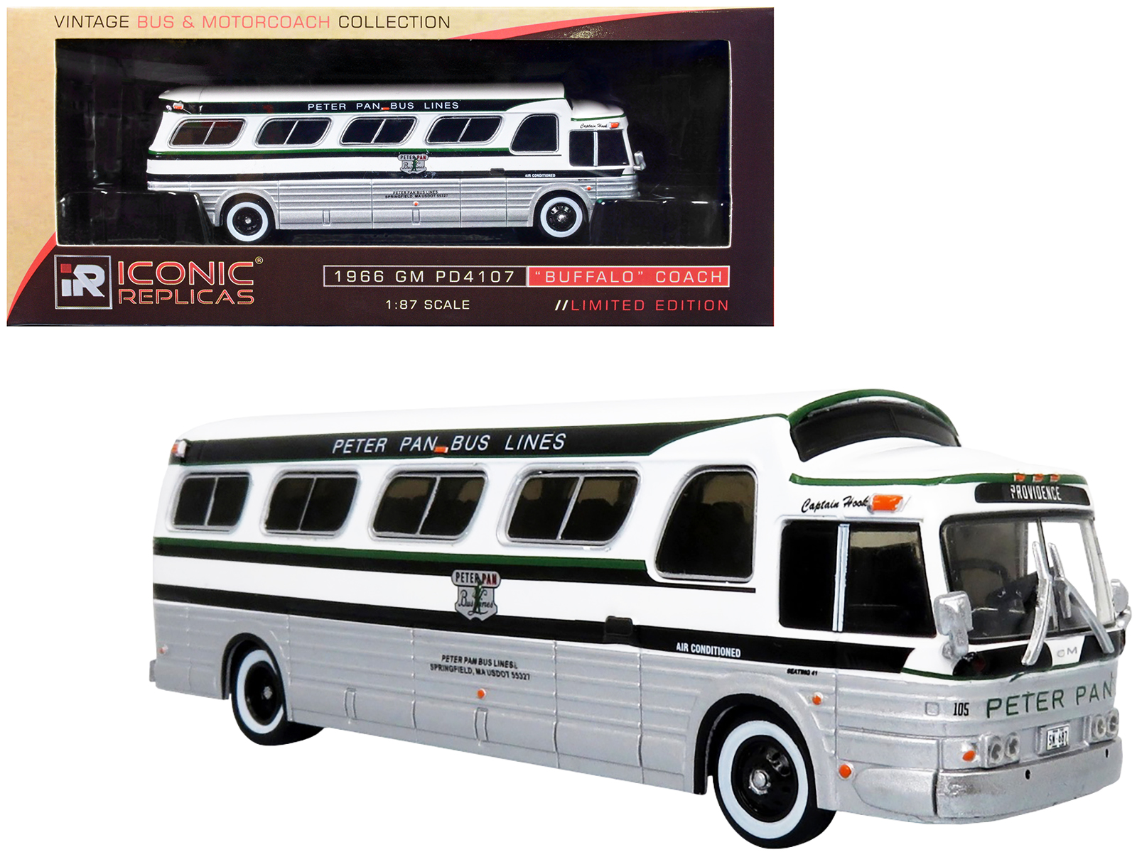 GMC PD-4103 Transit Bus #152 Light Blue "Burlington New Jersey" 1/87 (HO) Scale Model by Classic Metal Works