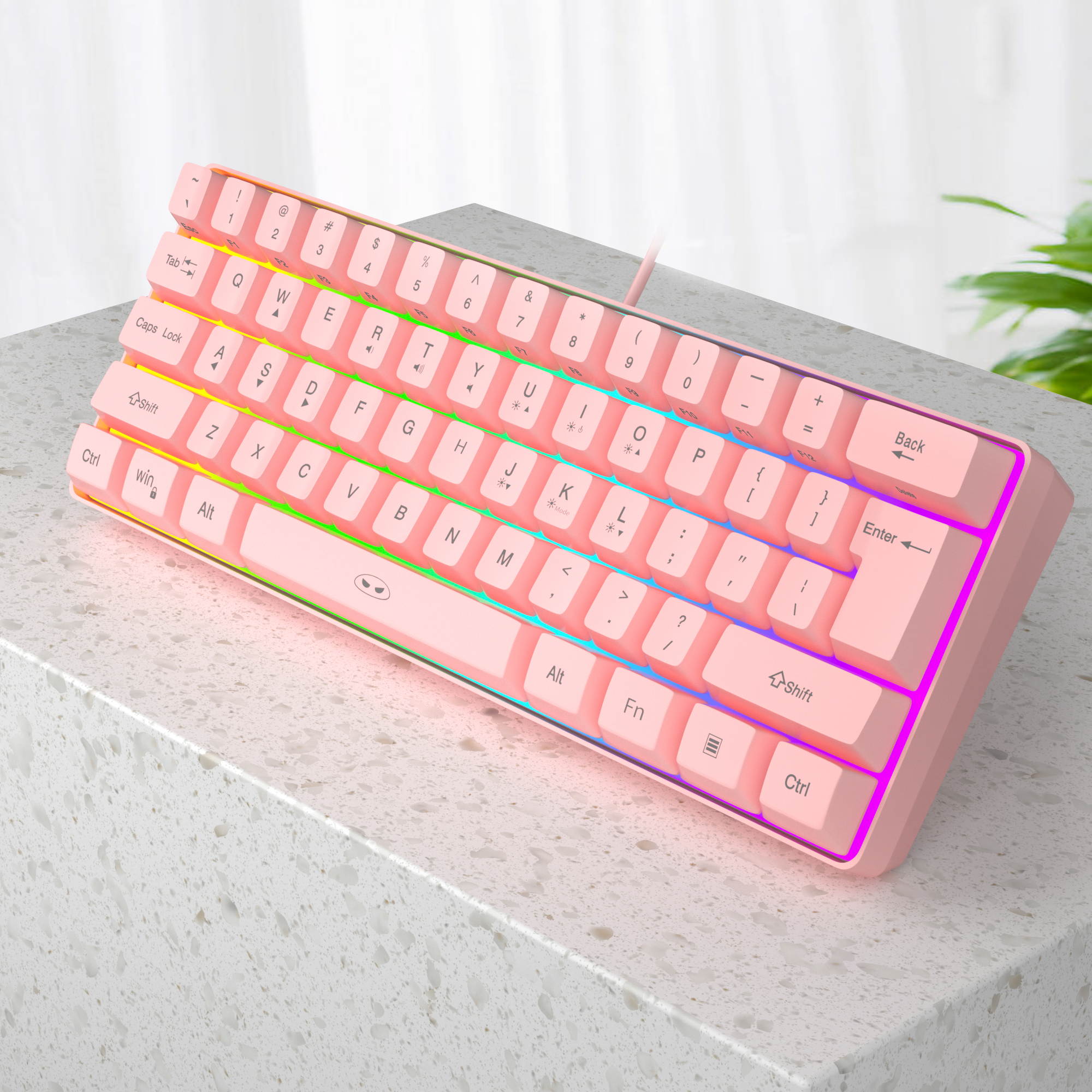 MageGee TS91 Mini 60% Gaming/Office Keyboard,Waterproof Keycap Type Wired RGB Backlit Compact Computer Keyboard for Windows/Mac/Laptop