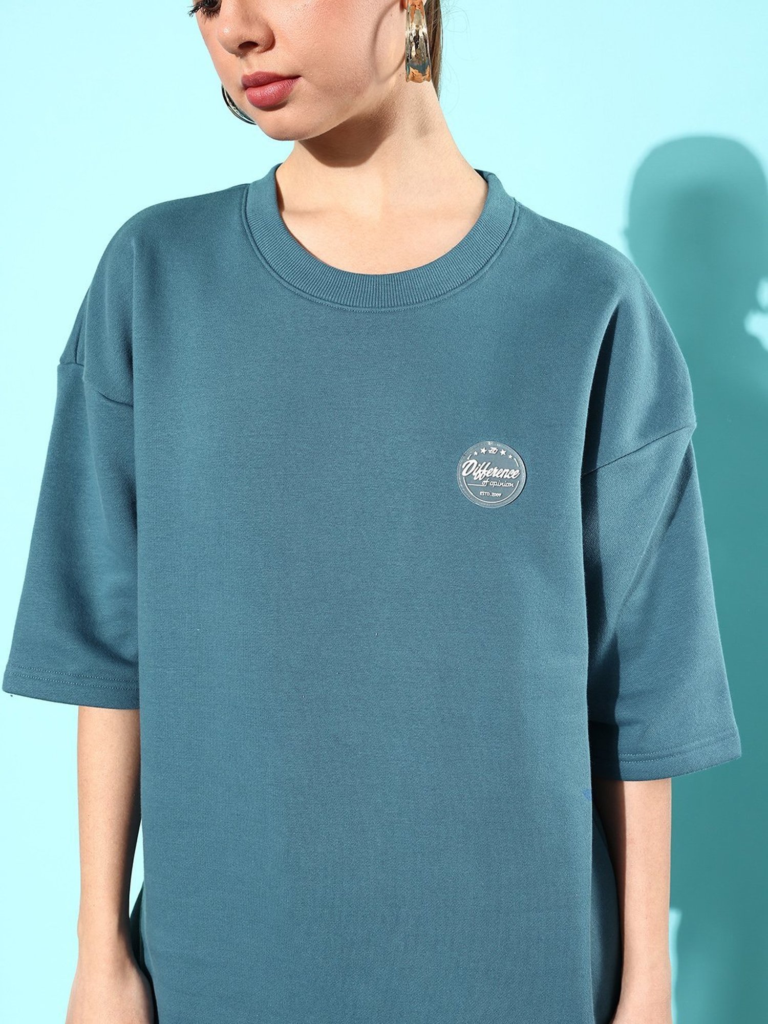 Difference of Opinion Teal Fleece Oversized Sweatshirt