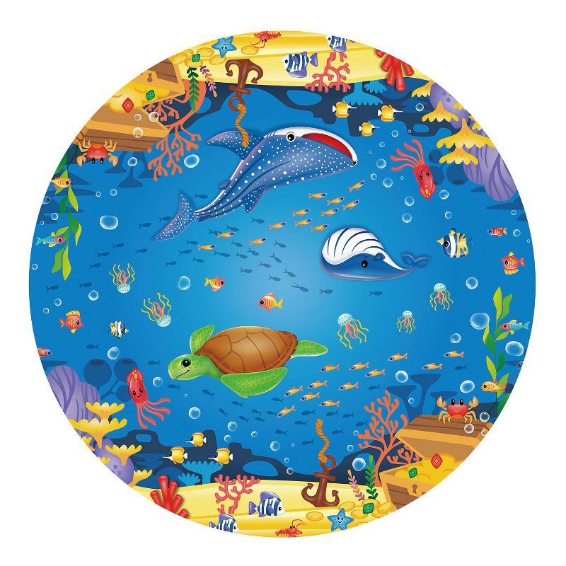 Summer Waves P1C008303 8 Foot Wide Quick Set Inflatable Top Ring Kiddie Swimming Pool with Deep Sea Ocean Life Graphics and 3D Goggles, Blue
