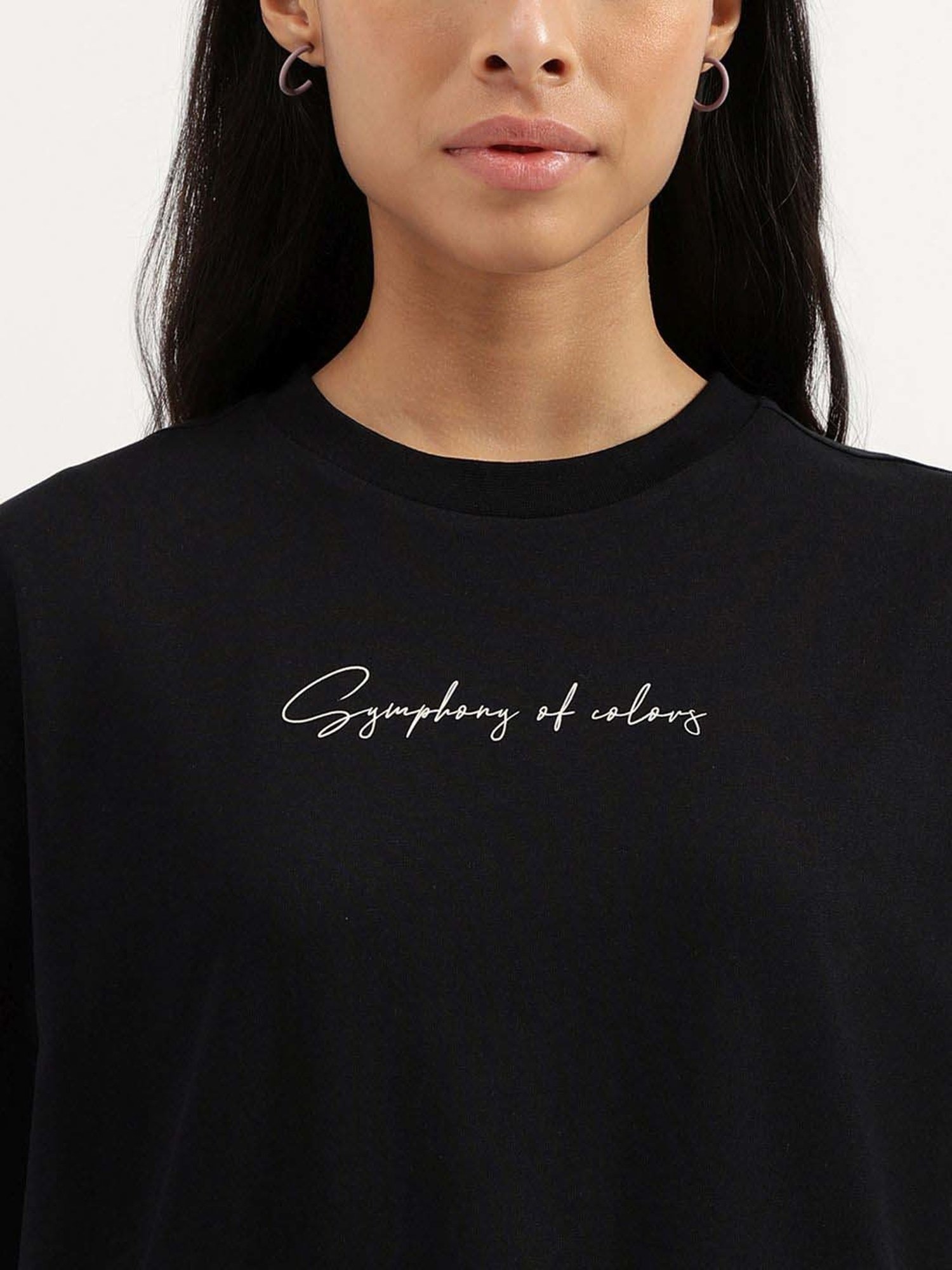 United Colors of Benetton Black Cotton Printed T-Shirt