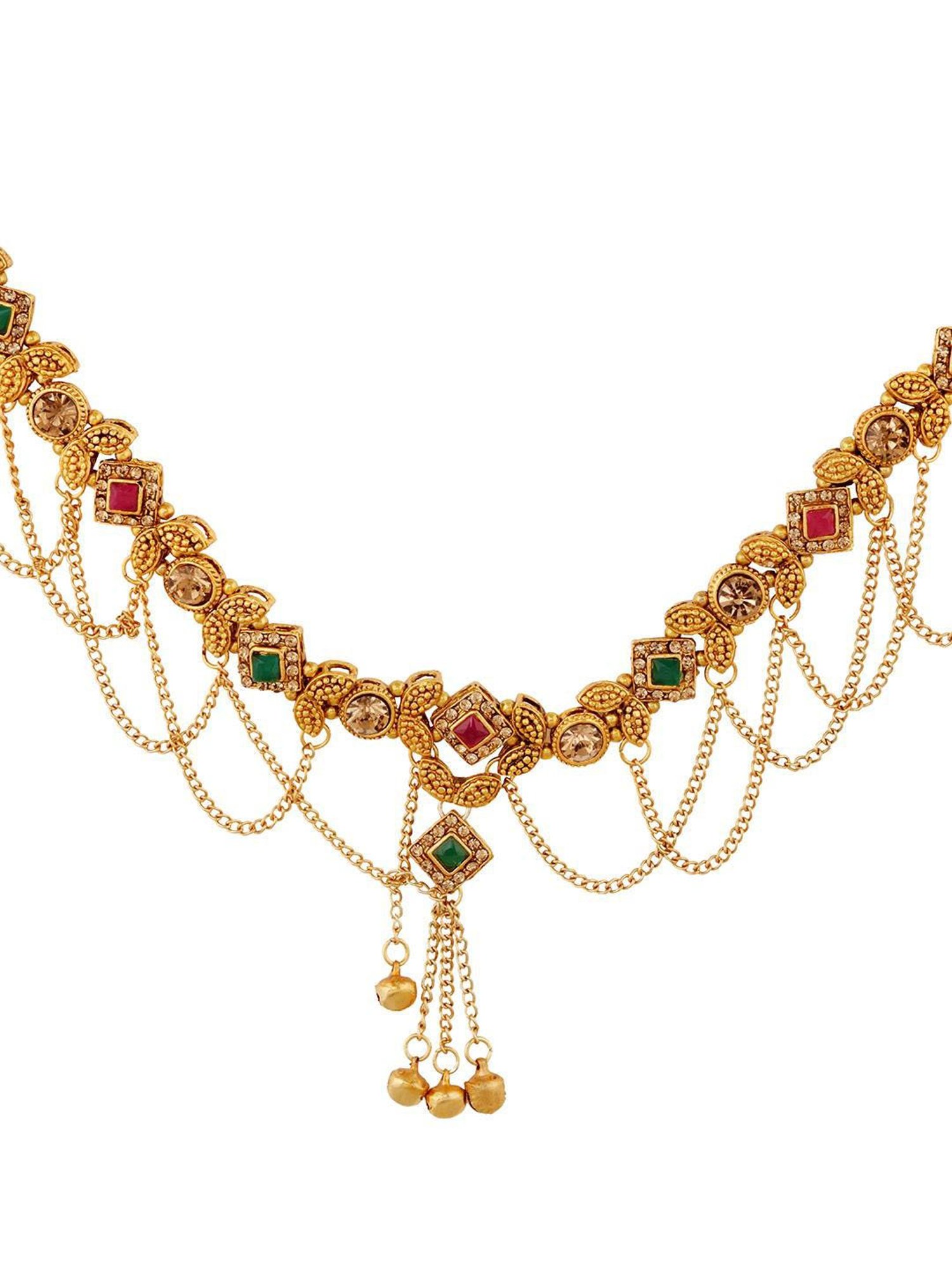 Saraf Rs Jewellery Gold Plated Muilticolour Ad Studded & Beaded Kamarbandh