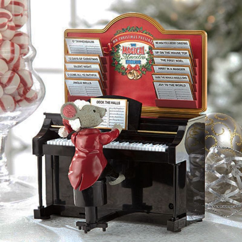 Mr. Christmas 7.75" Magical Maestro Mouse with Piano Musical Table Top Decoration