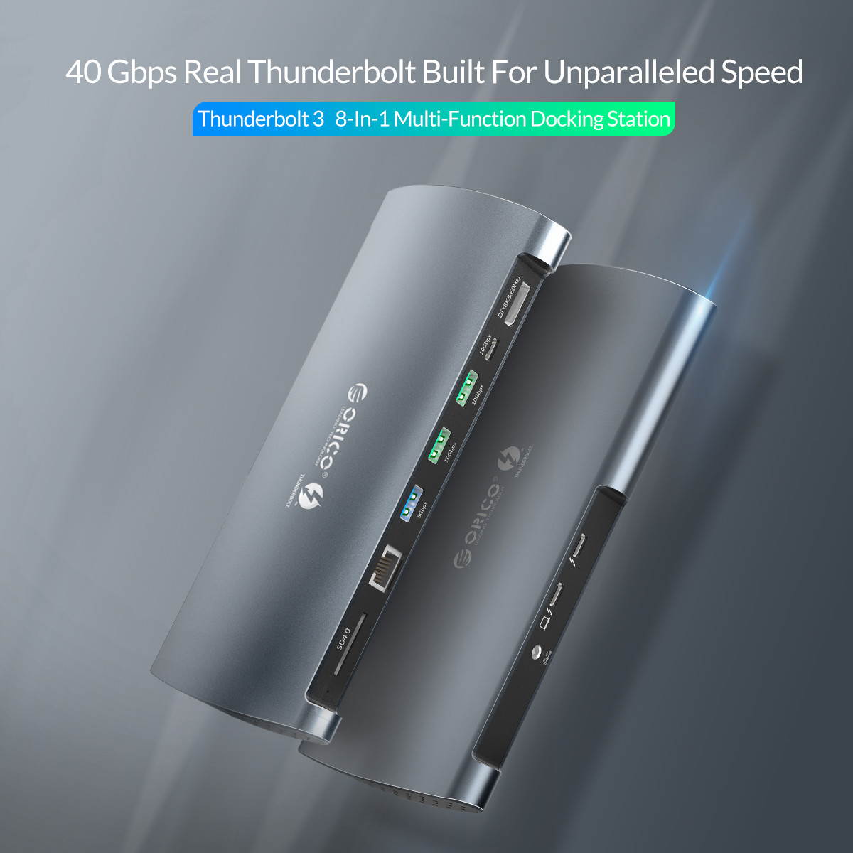 ORICO Thunderbolt 3 Docking Station USB Type C HUB to 8K@60Hz DP HDMI USB3.0 RJ45 SD4.0 60W Charging Adapter For Windows & Mac OS - Macbook Pro