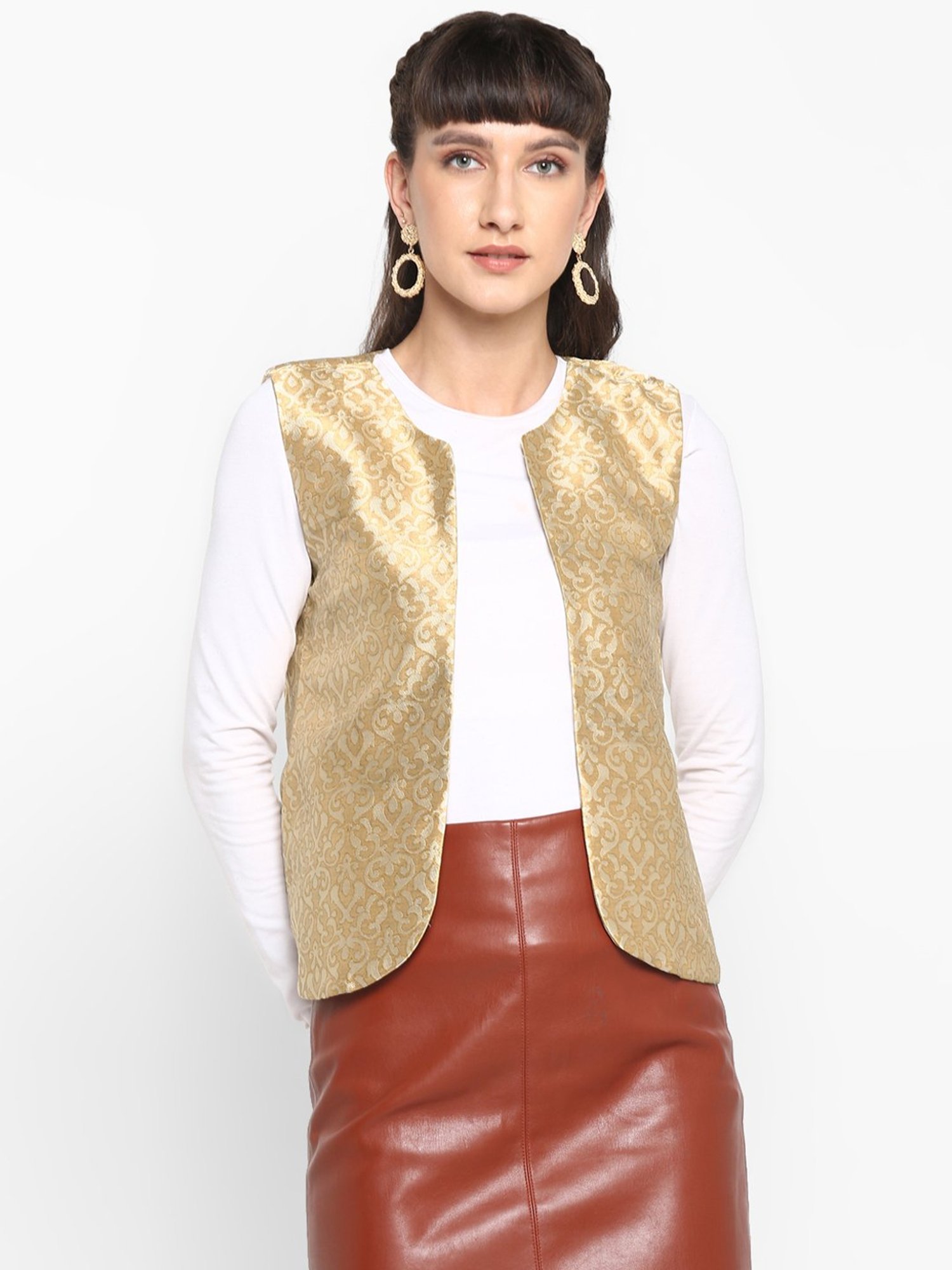 Hangup Golden Jacquard Pattern Shrug
