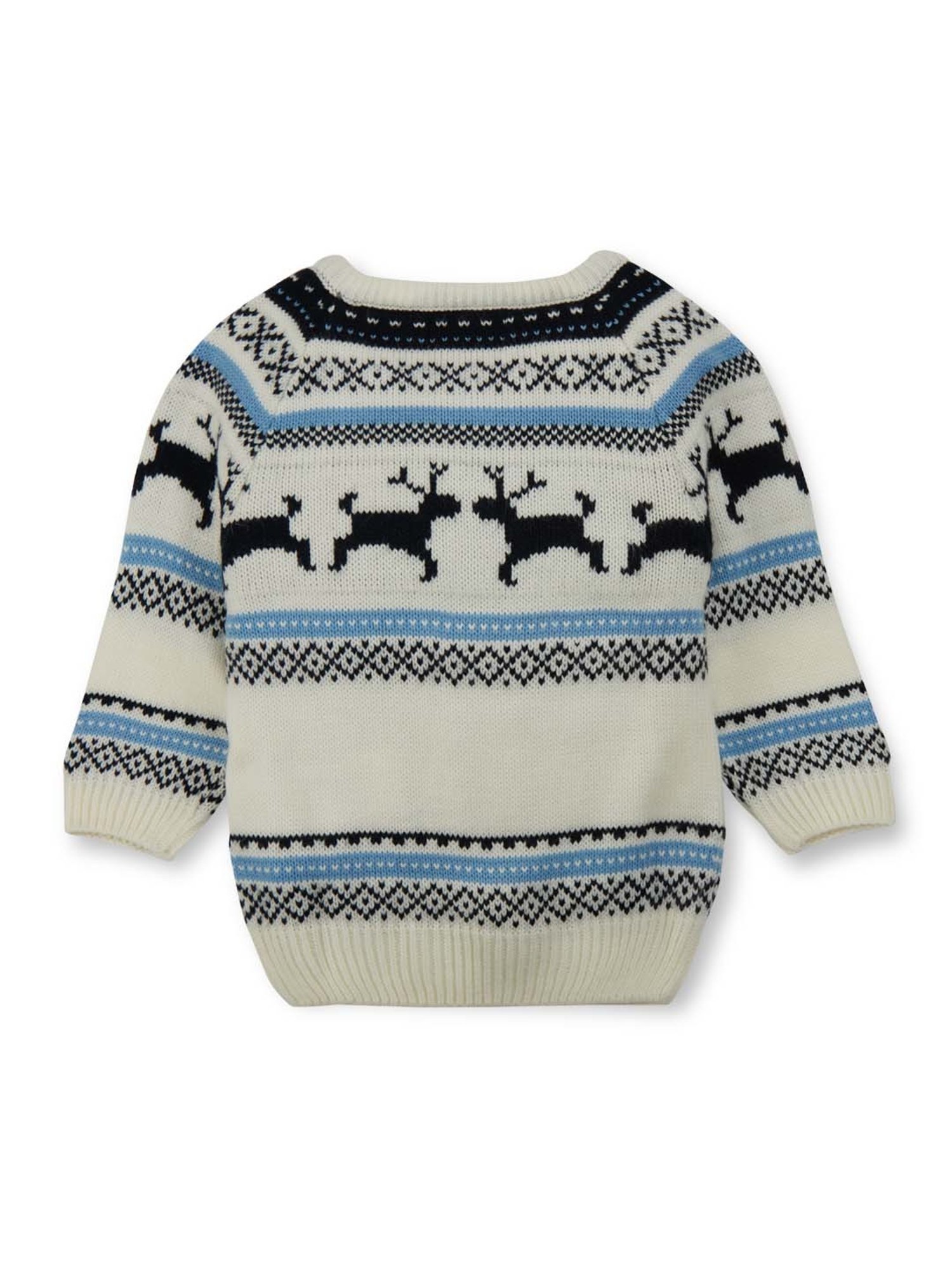GJ baby Kids White & Black Cotton Printed Full Sleeves Sweater