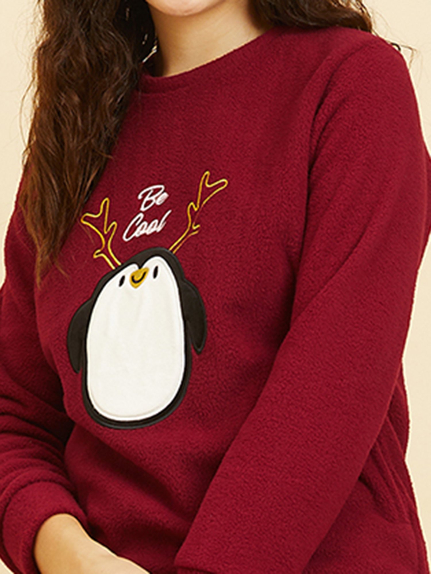 Sweet Dreams Wine Printed Pullover With Pants