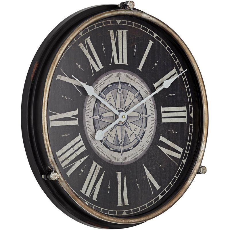 River Parks Studio Carson Glossy Black 21 1/4" High Round Metal Wall Clock