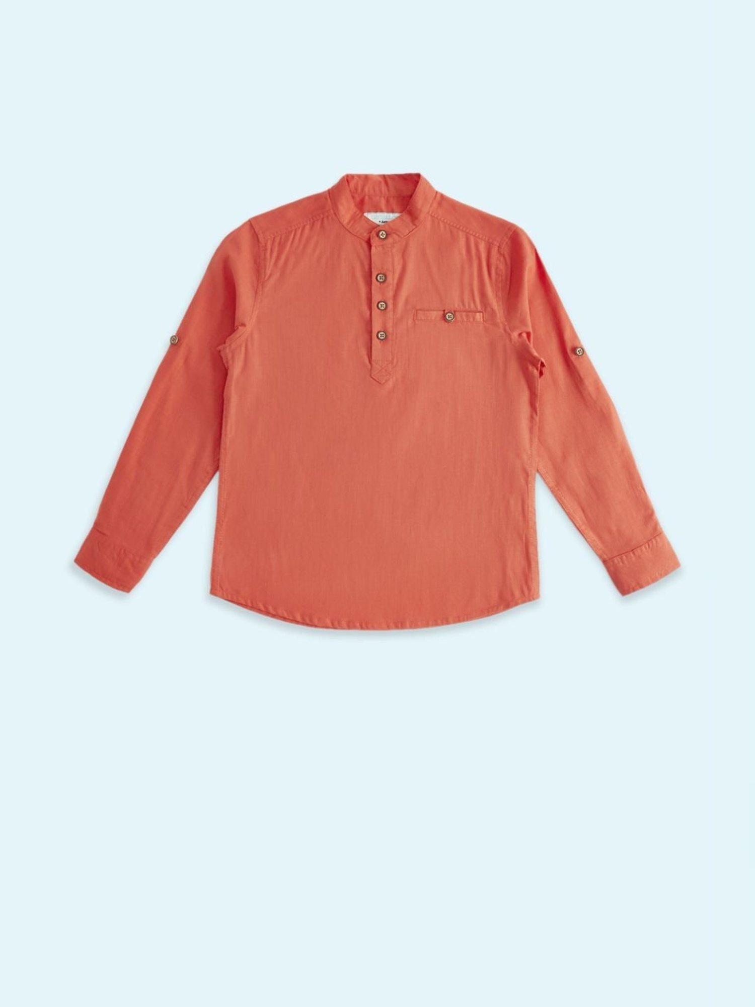 Pantaloons Junior Orange Cotton Regular Fit Full Sleeves Shirt
