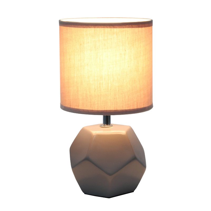 Round Prism Mini Table Lamp with Matching Fabric Shade Gray - Simple Designs