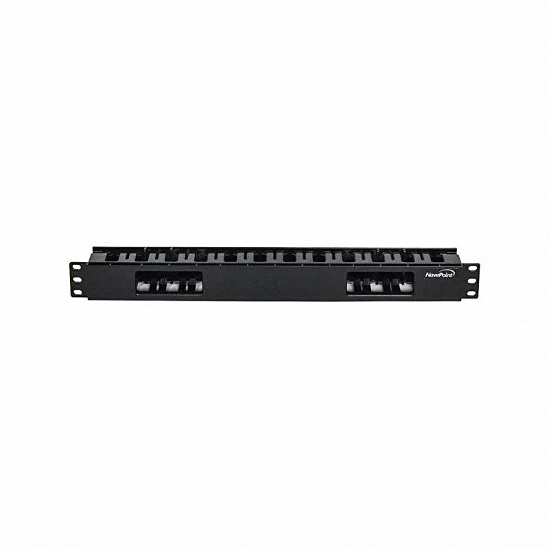 1U Horizontal 19Inch Rack Mount Cable Management Raceway Duct Panel with Cover Black