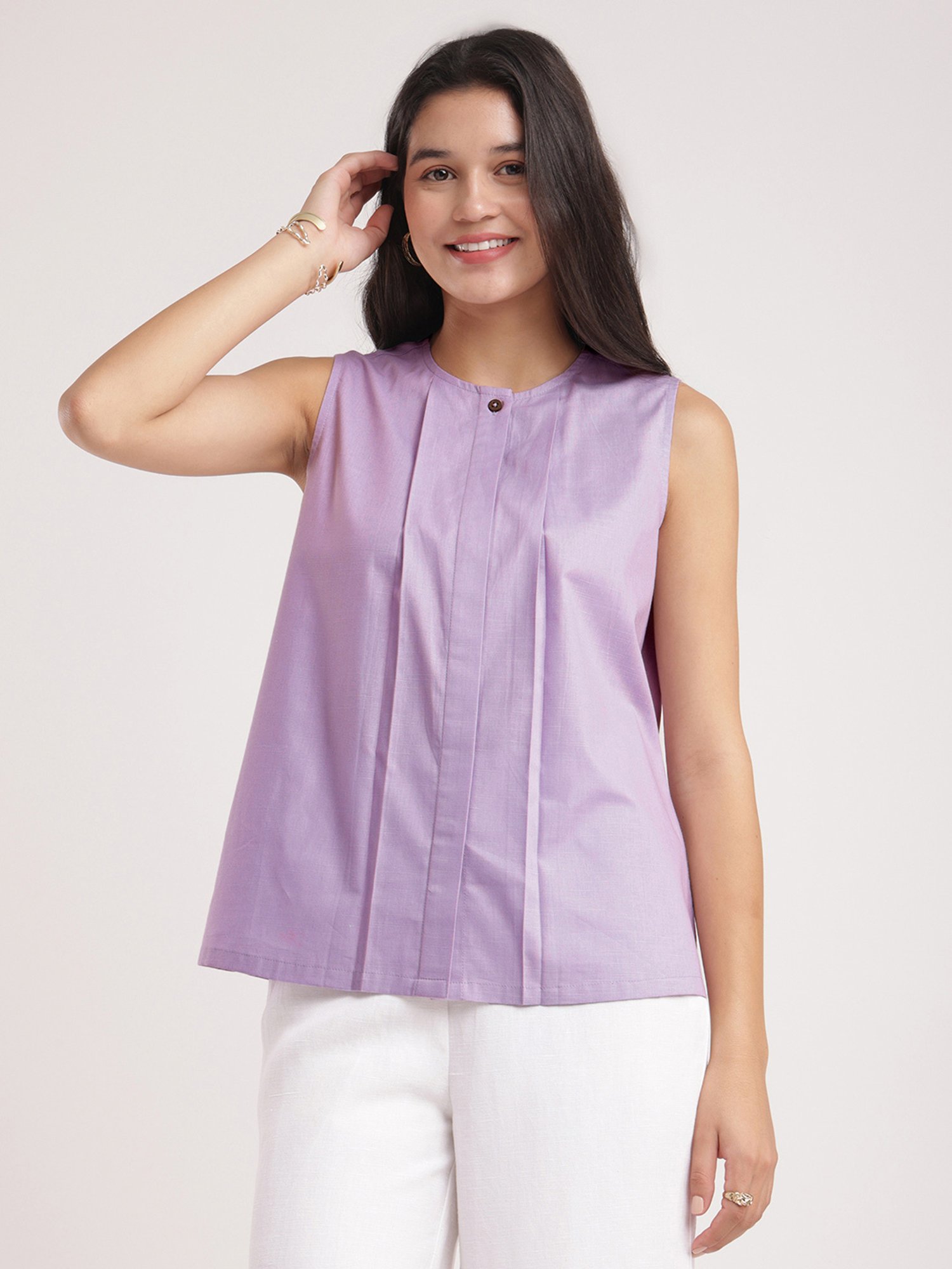 Fablestreet Lilac Linen Relaxed Fit Top