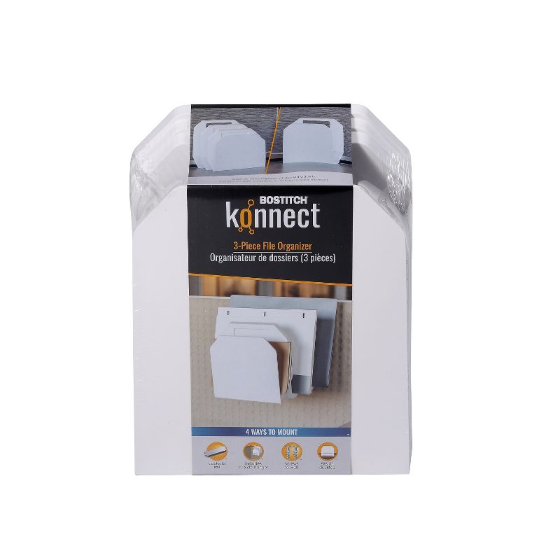 Bostitch Organizer 3-File 7-1/2"Wx3-3/4"Lx9-1/4"H White KT3FOLDEWHIT