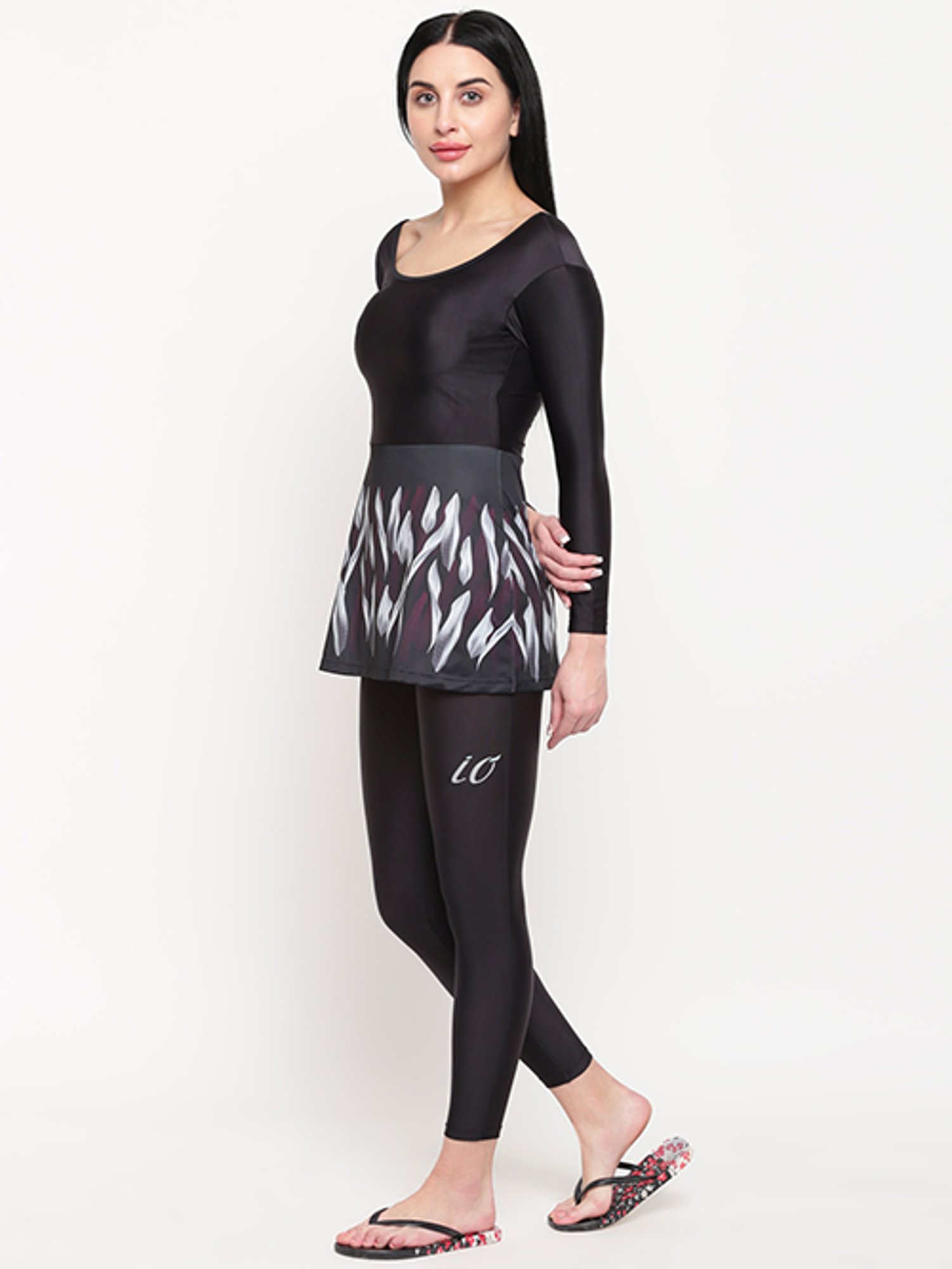 IO Black Printed Swimsuit