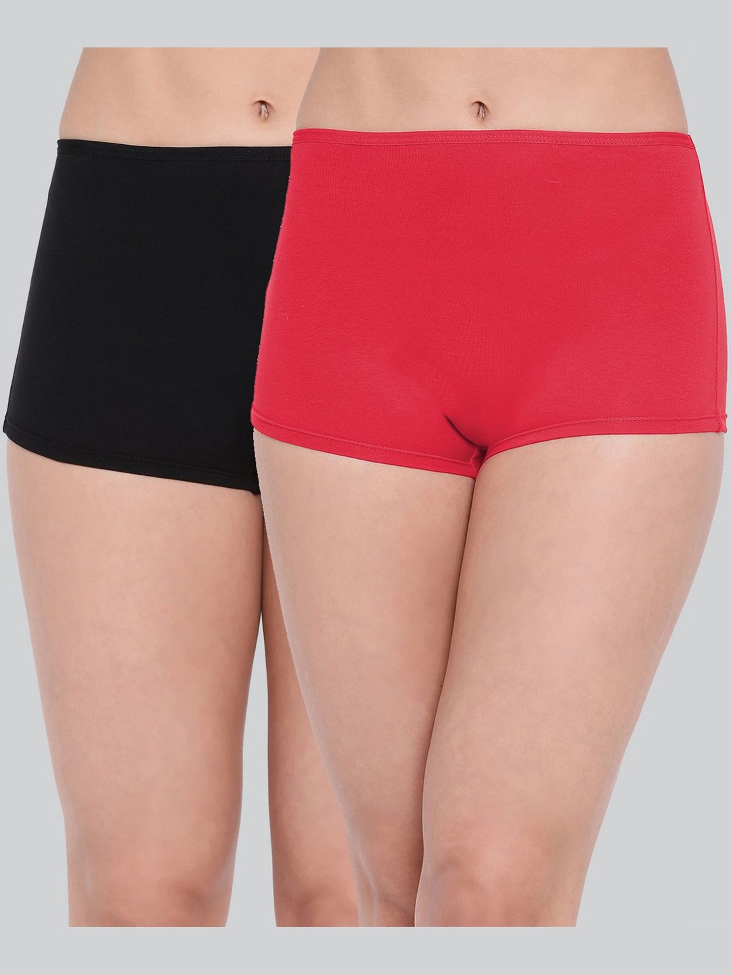 Lyra Pink & Black Cotton Boy Shorts Panties - Pack Of 2