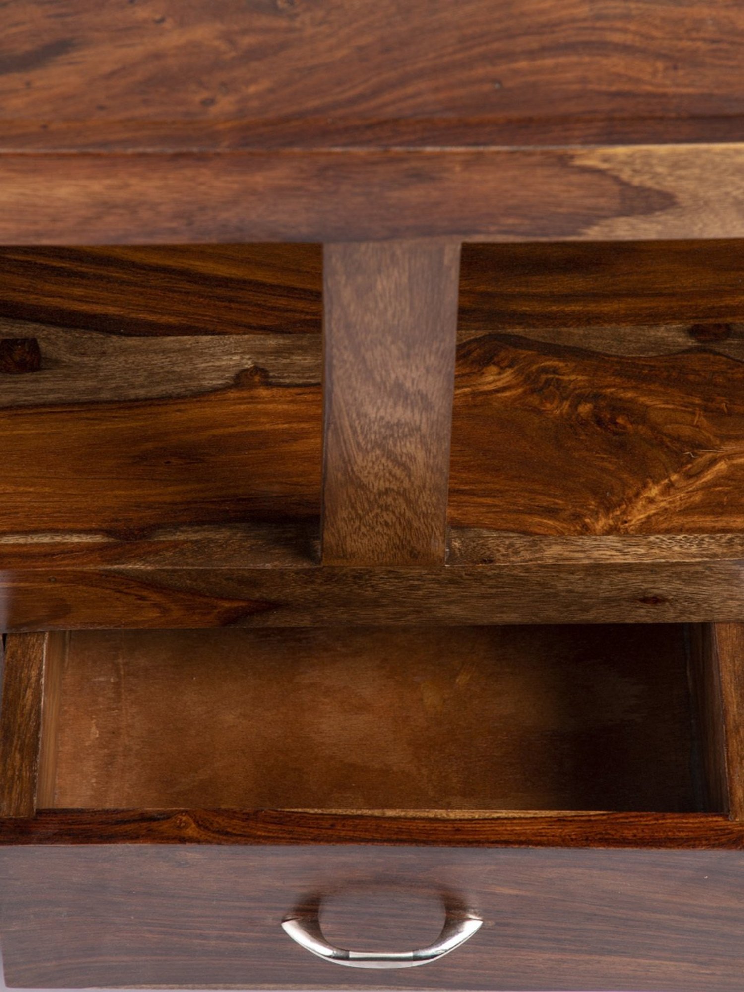 Ikiriya Allen Solid Brown Wood Console Table Teak Finish