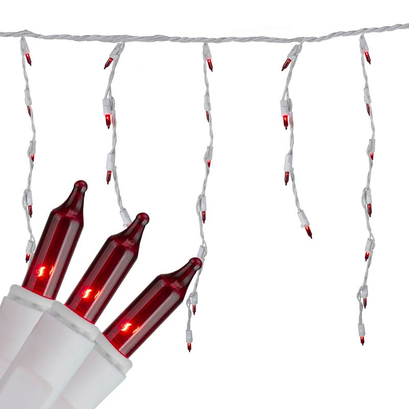 Brite Star Set of 100 Red Mini Icicle Christmas Lights - 7.8ft White Wire