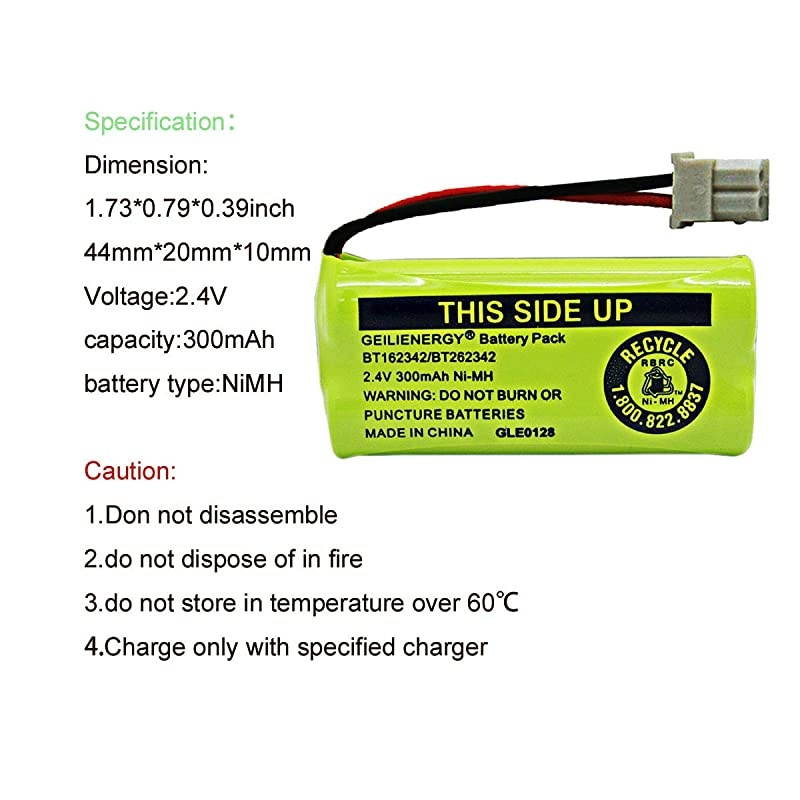 24V 300mAh NIMH BT183342 BT283342 BT162342 BT262342 BT166342 BT266342 Battery Compatible with Vtech CS6719 CS6419 CS6649 DS6151 atT CL4940 EL52300 Cordless Phone Pack of 4