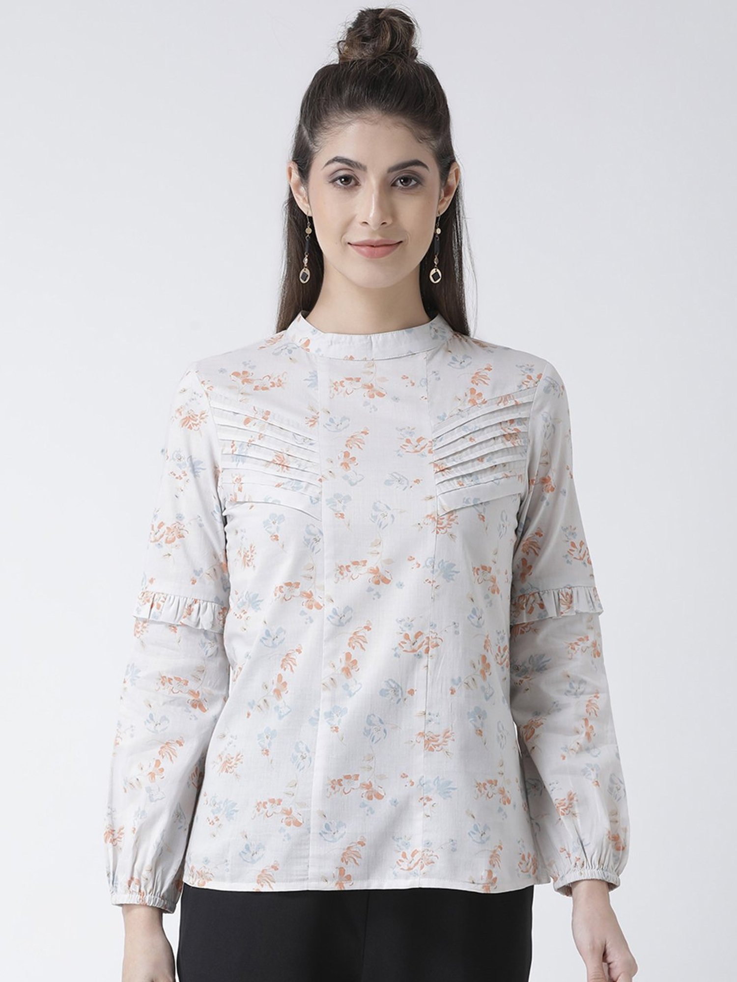 KASSUALLY White Printed Cotton Top