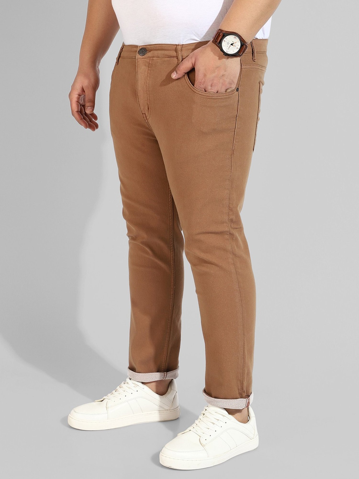 Instafab Plus Brown Regular fit Plus Size Jeans