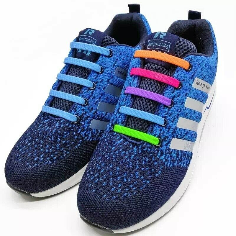 Adult 16pcs Easy No Tie Shoelaces Elastic Silicone Flat Lazy Shoe Lace Strings