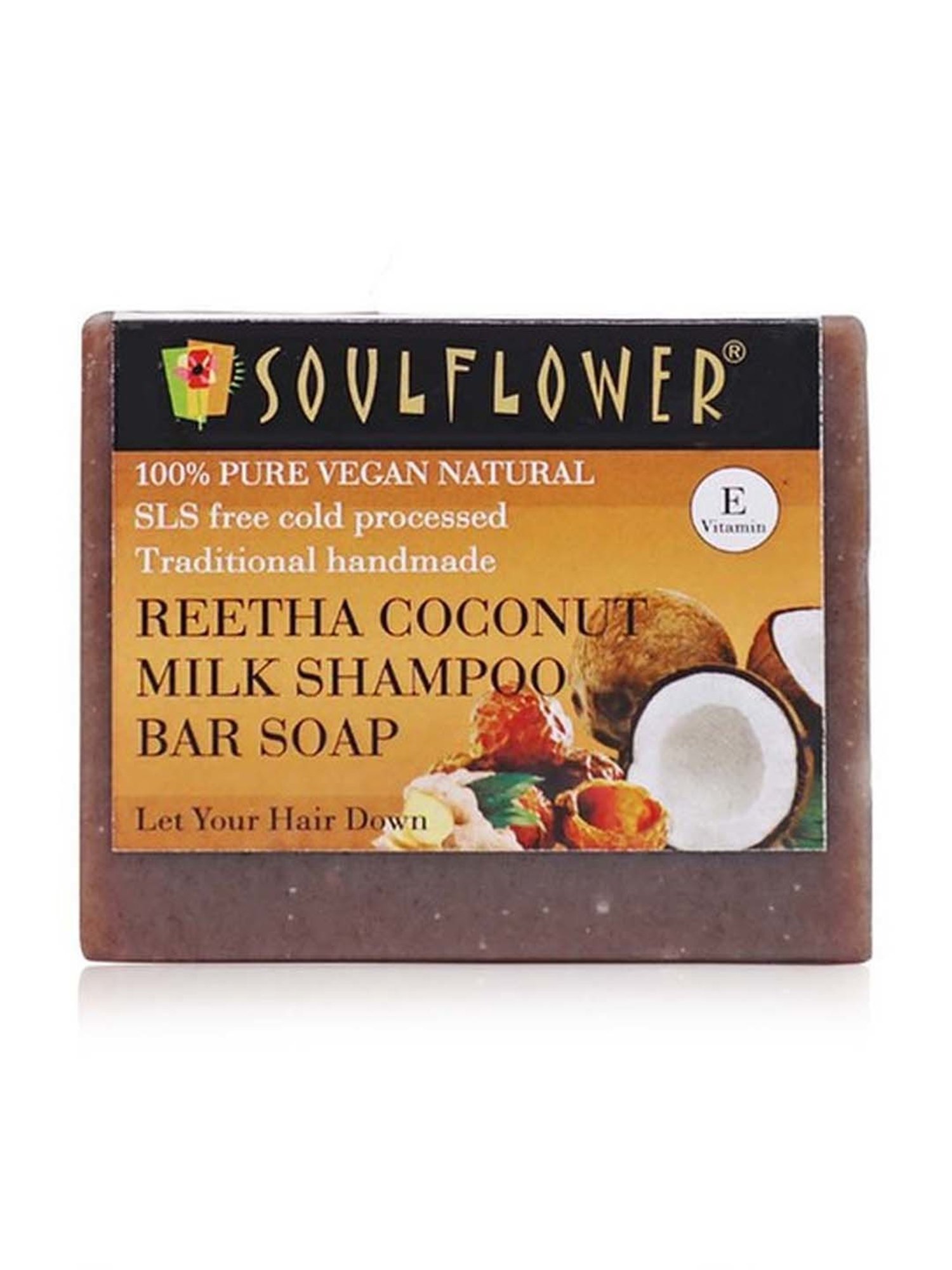 Soulflower Reetha Coconut Milk Hair Cleansing Bar Soap - 150 gm