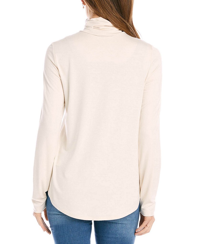 Karen Kane Long Sleeve Curved Hem Jersey Knit Turtleneck