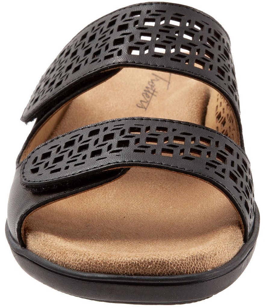 Trotters Ruthie Cutout Leather Hook and Loop Slide Footbed Sandals