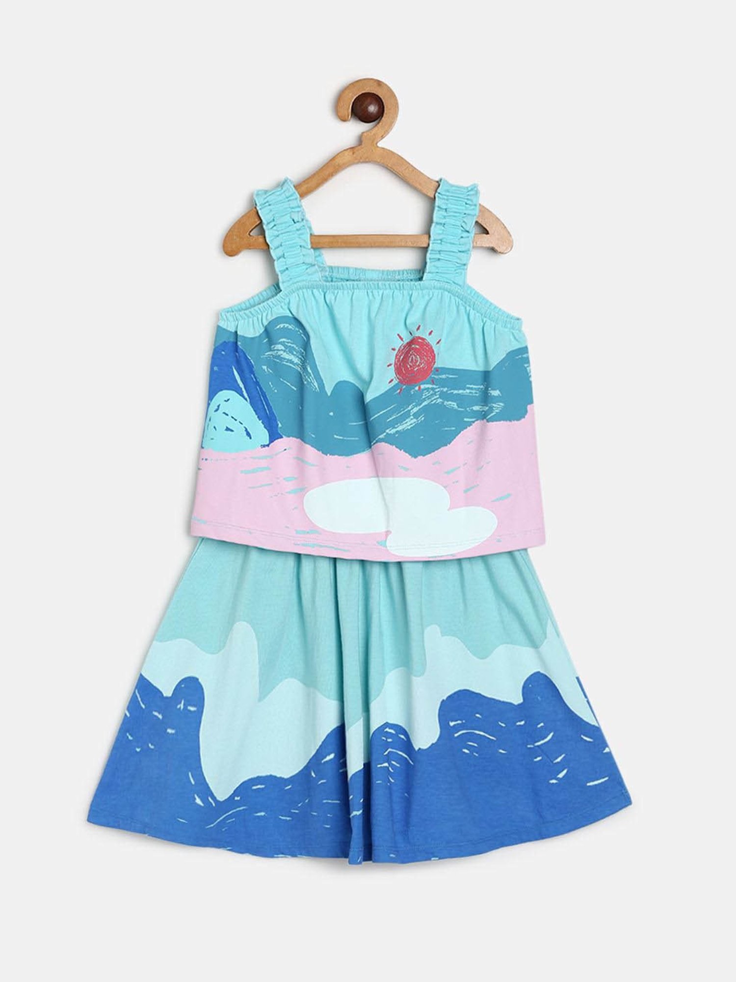 MINIKLUB Kids Blue & Pink Printed Top with Shorts