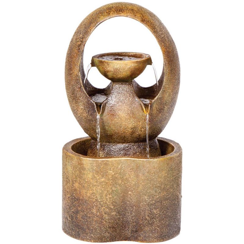 20.75" Indoor/Outdoor Abrazo Fountain with Water Pump Brown - Alfresco Home LLC