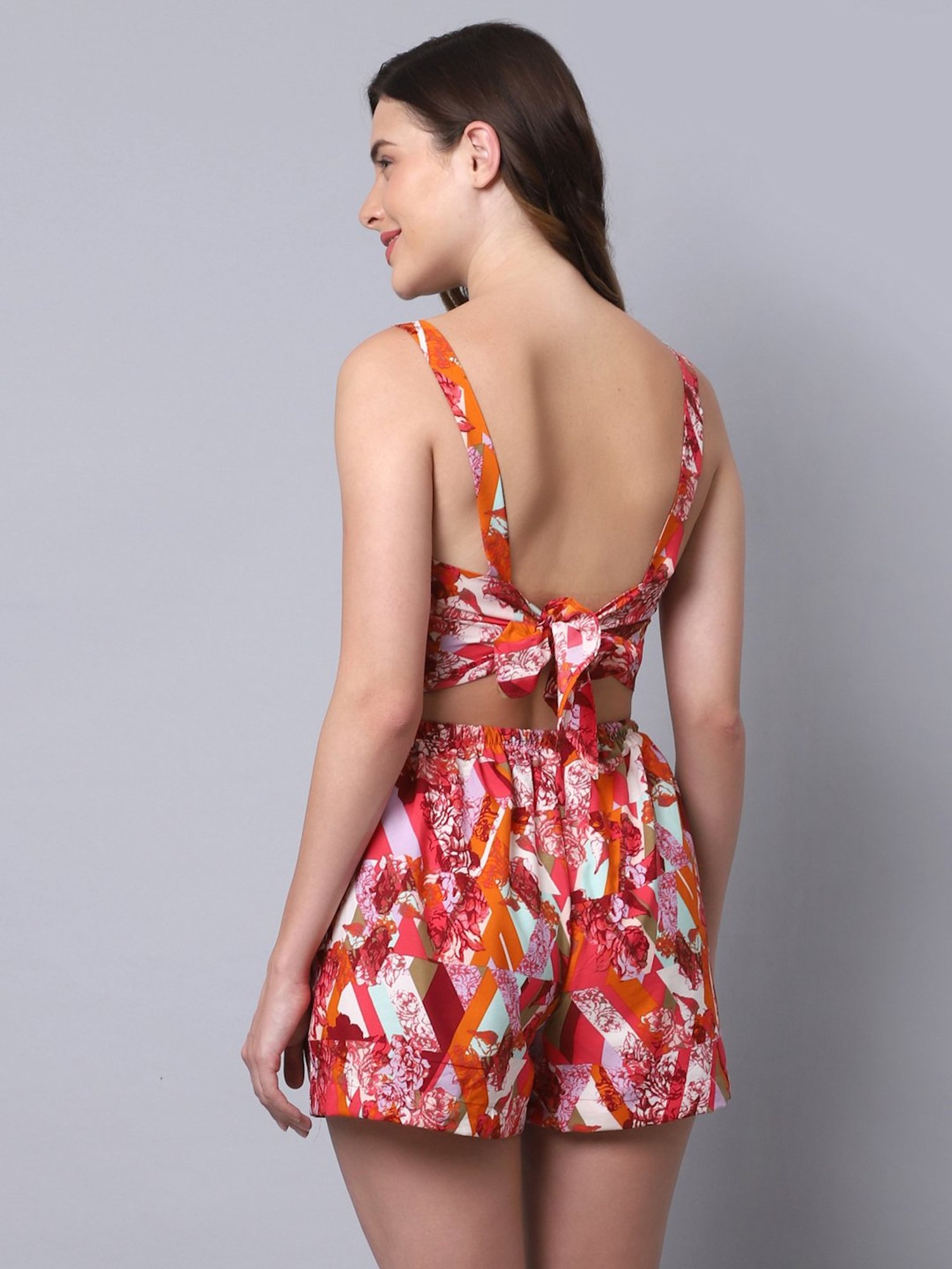 Erotissch Pink & Orange Printed Beachwear Co-Ord Set