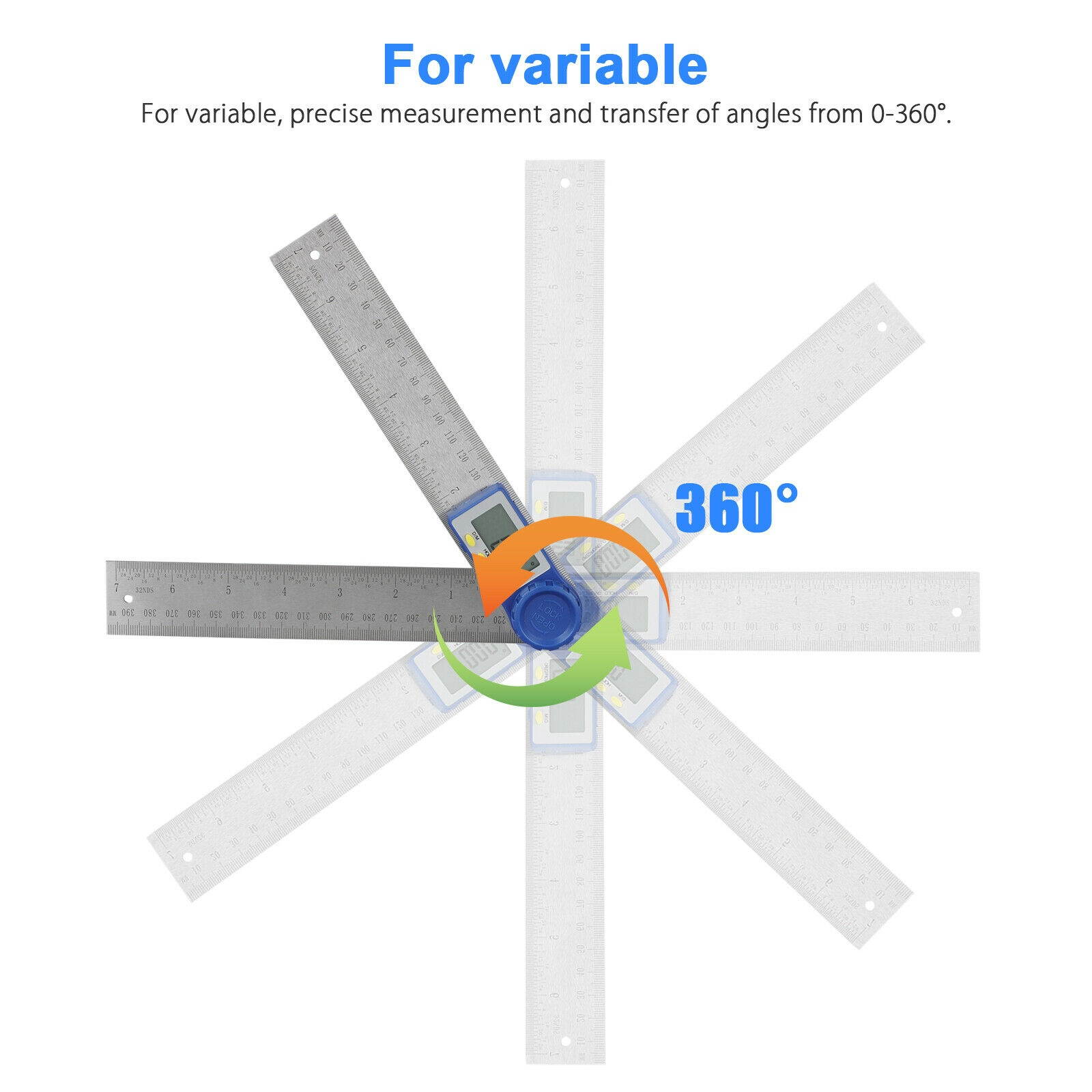 360&deg; Portable Digital Protractor Angle Finder 0-200mm/8" Stainless Steel Ruler