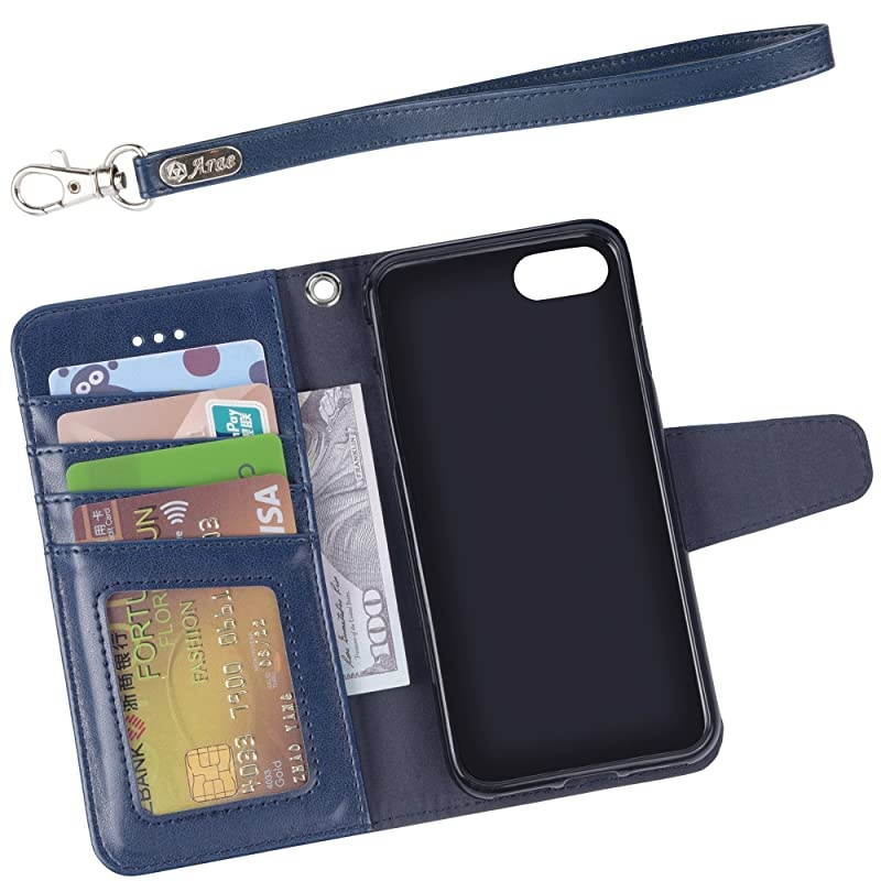 Case for iPhone 7 iPhone 8 iPhone SE 2020 Premium PU leather wallet Case with Kickstand and Flip Cover for iPhone 7 iPhone 8 iPhone SE 2nd Generation 47 inch blue