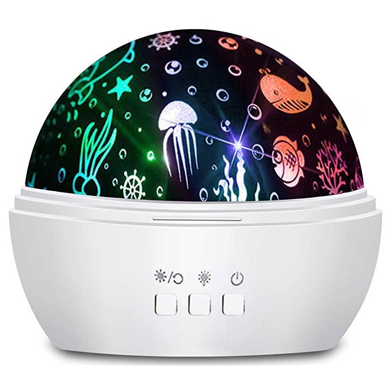 Light Projector Gift for Kids 8 Colors Rotating Baby Light Projector with Star and Ocean Theme for Children Adults Bedroom Living Room Holiday Decoration White