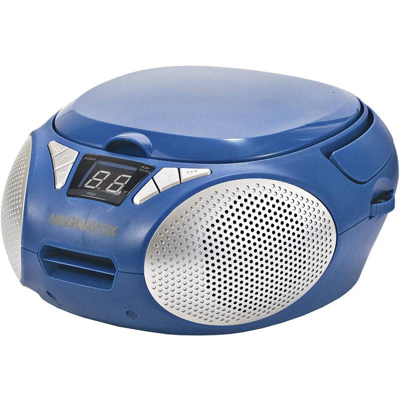 Magnavox MD6924-BL Portable Top Loading CD Boombox with AM/FM Stereo Radio in Blue | CD-R/CD-RW Compatible | LED Display | AUX Port Supported | Programmable CD Player |