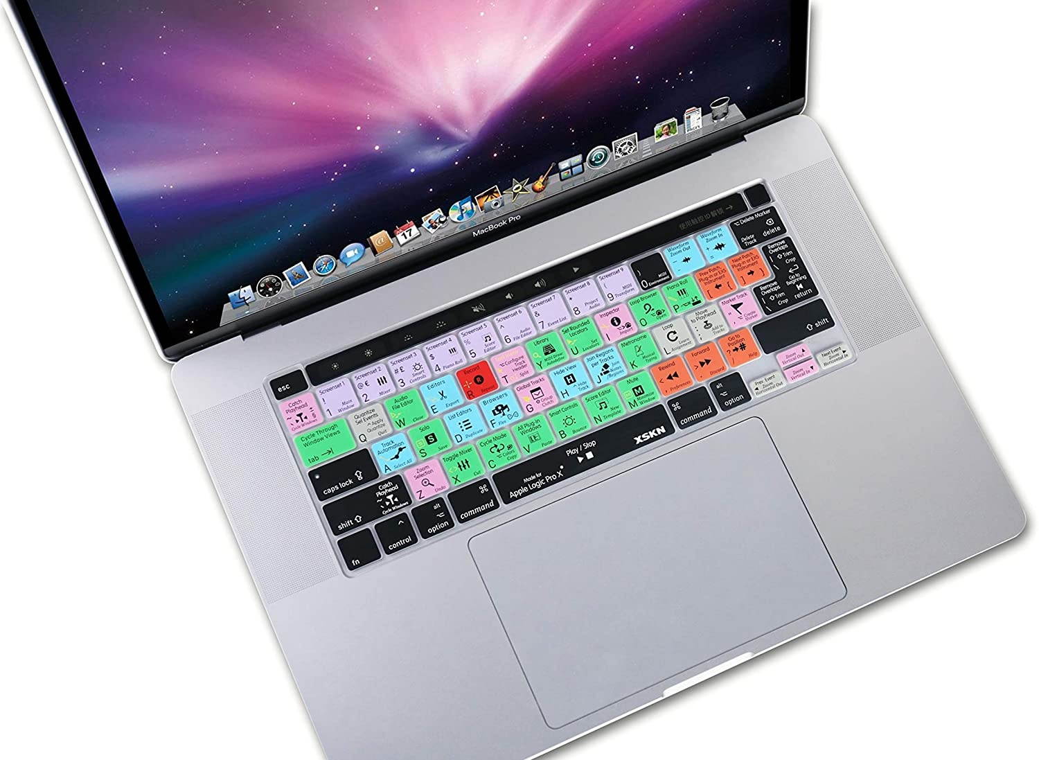 XSKN Logic Pro X Silicone Shortcut Keyboard Cover Skin for 2019 New MacBook Pro 16 inch A2141 2020 New MacBook Pro 13.3 inch A2338 M1 A2251 A2289 with Touch Bar & Touch ID US and EU Universal Version