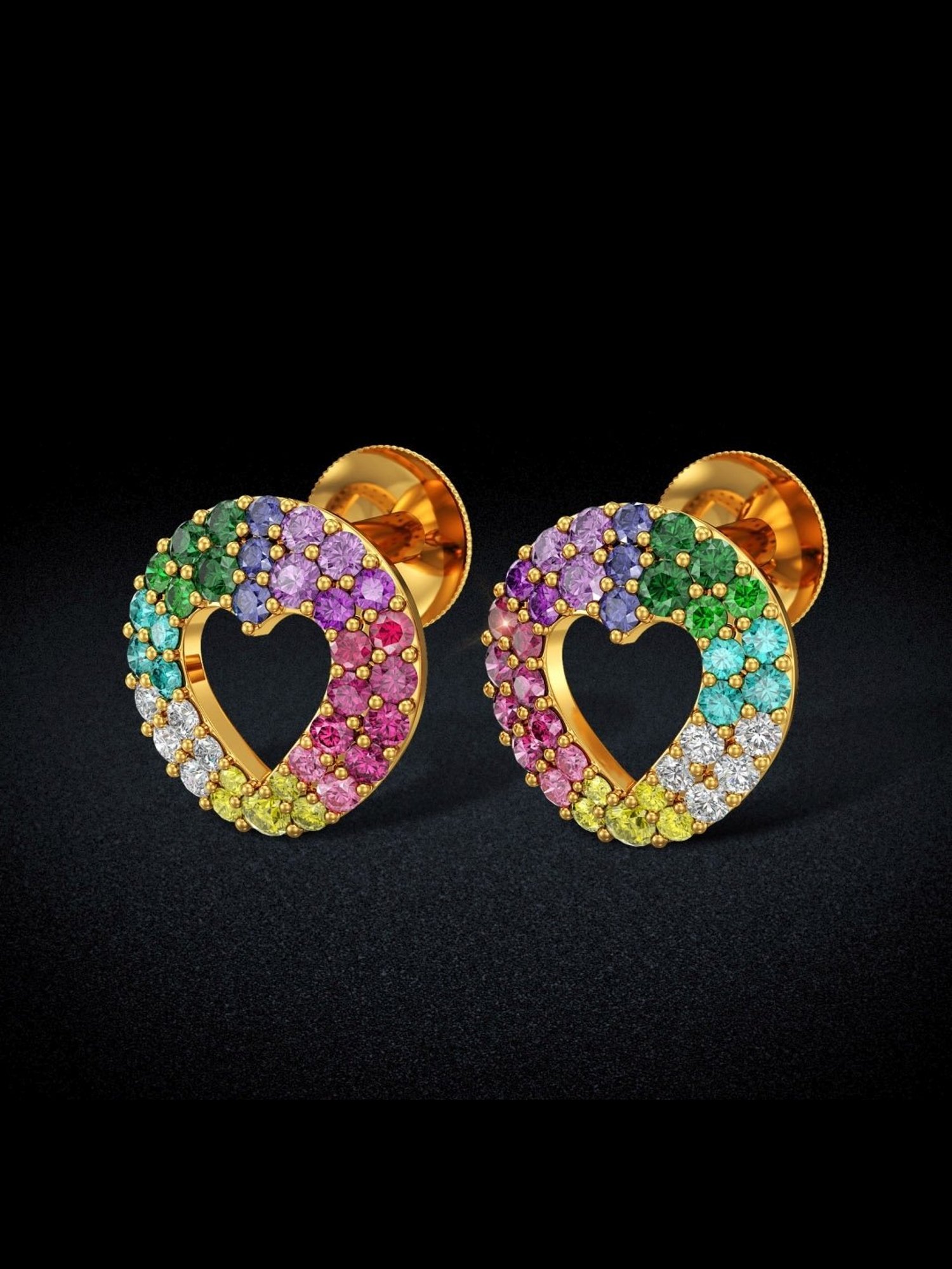 Joyalukkas Gold 22K Luminous Rainbow Stud Earrings for Women