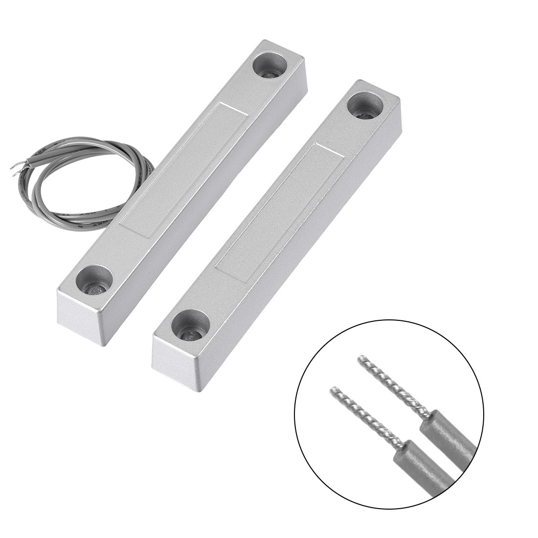 MC-58 NO Alarm Security Rolling Gate Garage Door Contact Magnetic Reed Switch Silver Gray 2Pcs