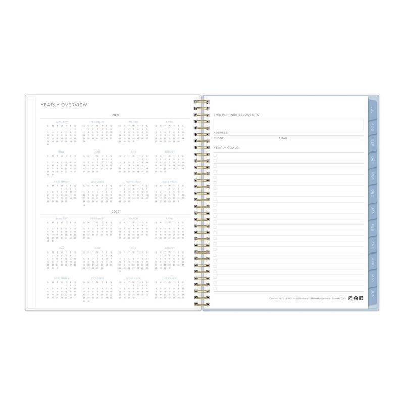 2021-22 Academic Planner 8.5" x 11" Flexible Plastic Cover Wirebound Weekly/Monthly Solid Powder Blue - Kelly Ventura